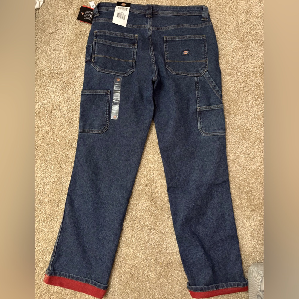 Stylish Blue Jeans with Red Flanel Lining